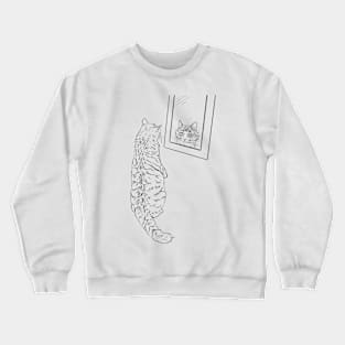 Curious Cat Looking in Mirror Crewneck Sweatshirt